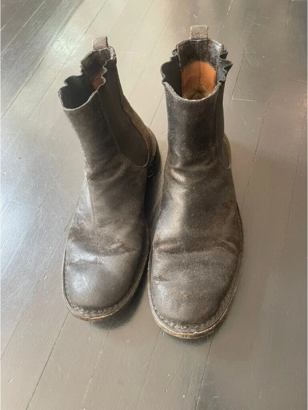 Vintage Italian Chelsea Boots Distressed Brown Leather 6.5